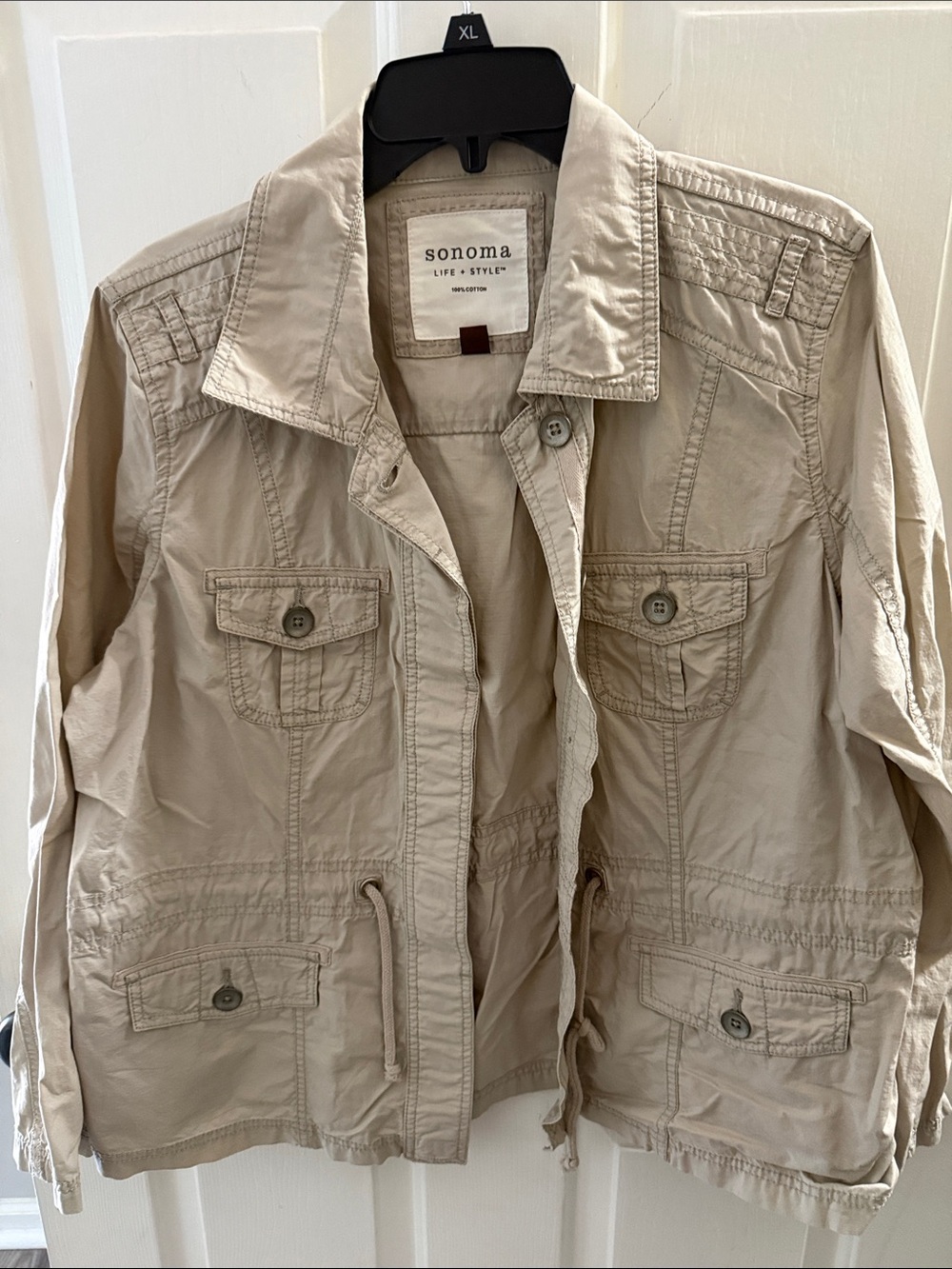 Sonoma Light Beige Utility Jacket with Button Flap Pockets